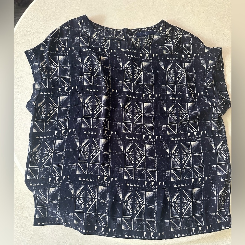 Next Navy and White Patterned Top